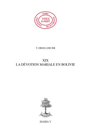 19. - LA DÉVOTION MARIALE EN BOLIVIE